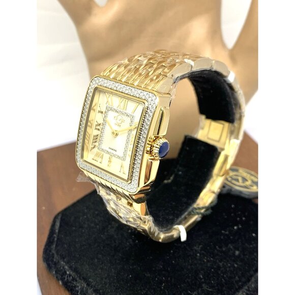 GV2 by Gevril Women\'s Watch 12303B Swiss Quartz Silver Dial Gold Steel 27.5mm